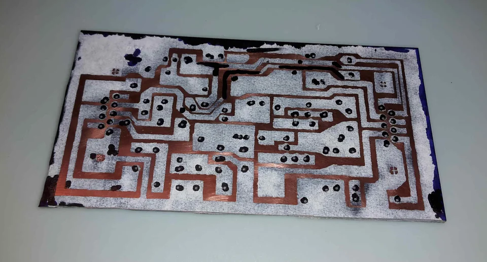 Circuit board with protective layer prepared for etching